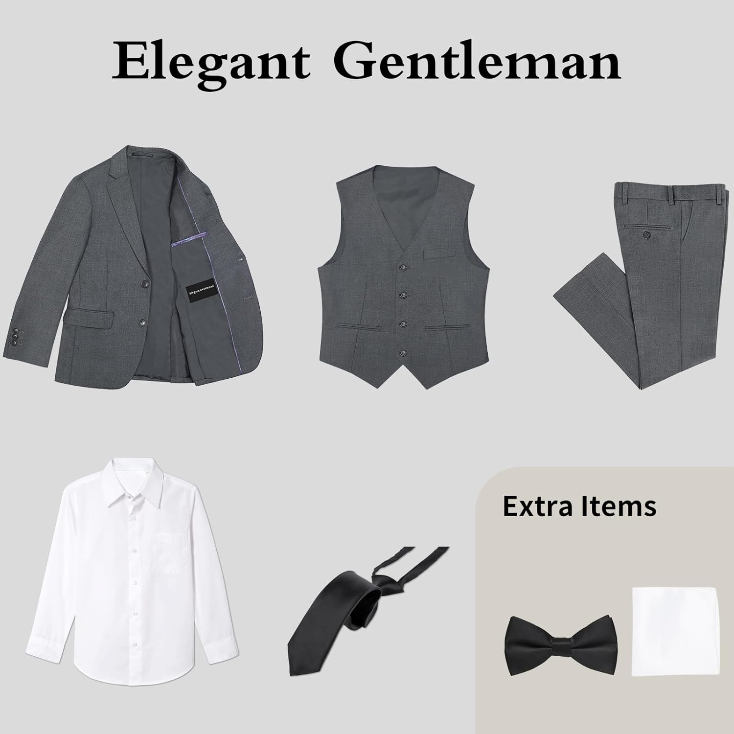 Boys Suit Teenager Suits Set for Boys, Kids Slim Fit Formal Wear Tuxedo, Ring Bearer Outfit for Wedding