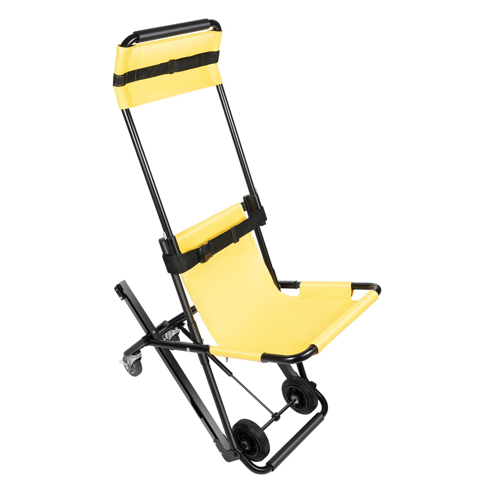 Foldable 4-Wheel Evacuation Stair Chair for Emergency Rescue, 350 lbs Portable Firefighter Stair Transport Chair with Aluminum Frame for Patient Transfer, High-Rise Fire Escape & Hospital Use