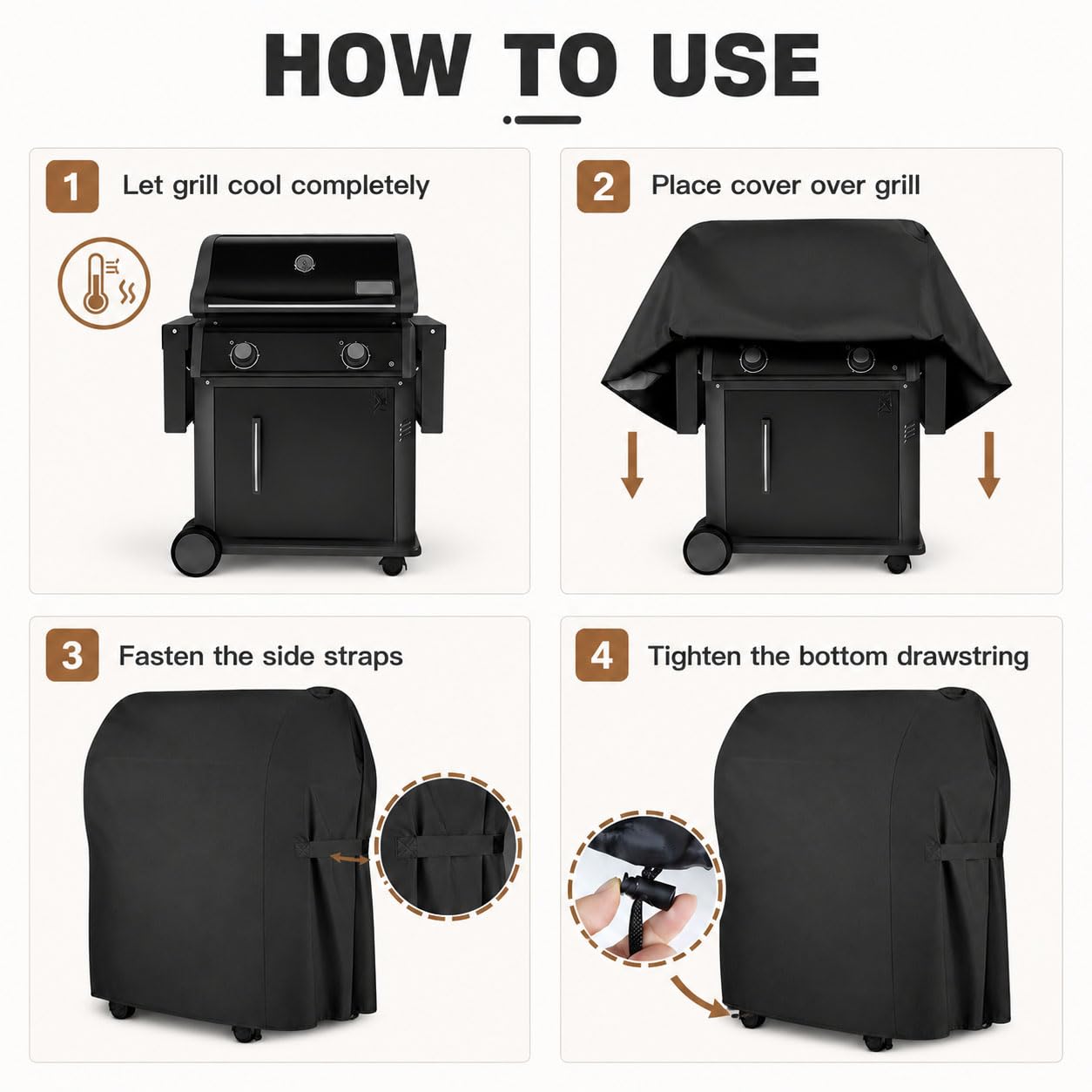 Funda Barbacoa para Enders Hyde 6 SIKR Turbo II 2025 2026+ | Cubierta Protectora Parrilla Gas | 210D Impermeable Antiviento Exterior | con 2 Asas Cordón Ajustable Cierre Autoadherente