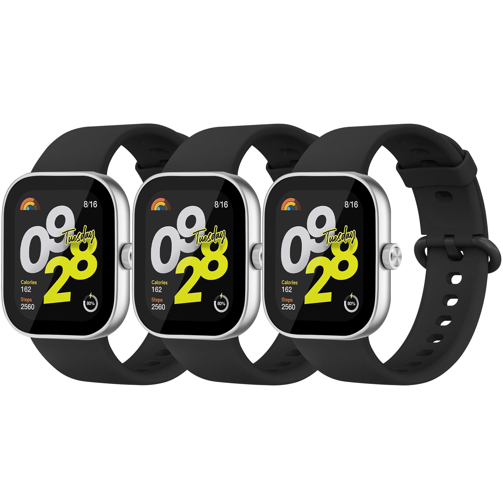 Tobfit 【3 PACK】 Straps for Xiaomi Smart Band 9 Pro/Mi Band 8 Pro/Redmi Watch 4/Redmi Watch 5, Adjustable Soft Silicone Sport Replacement Bands 3-PACK 03