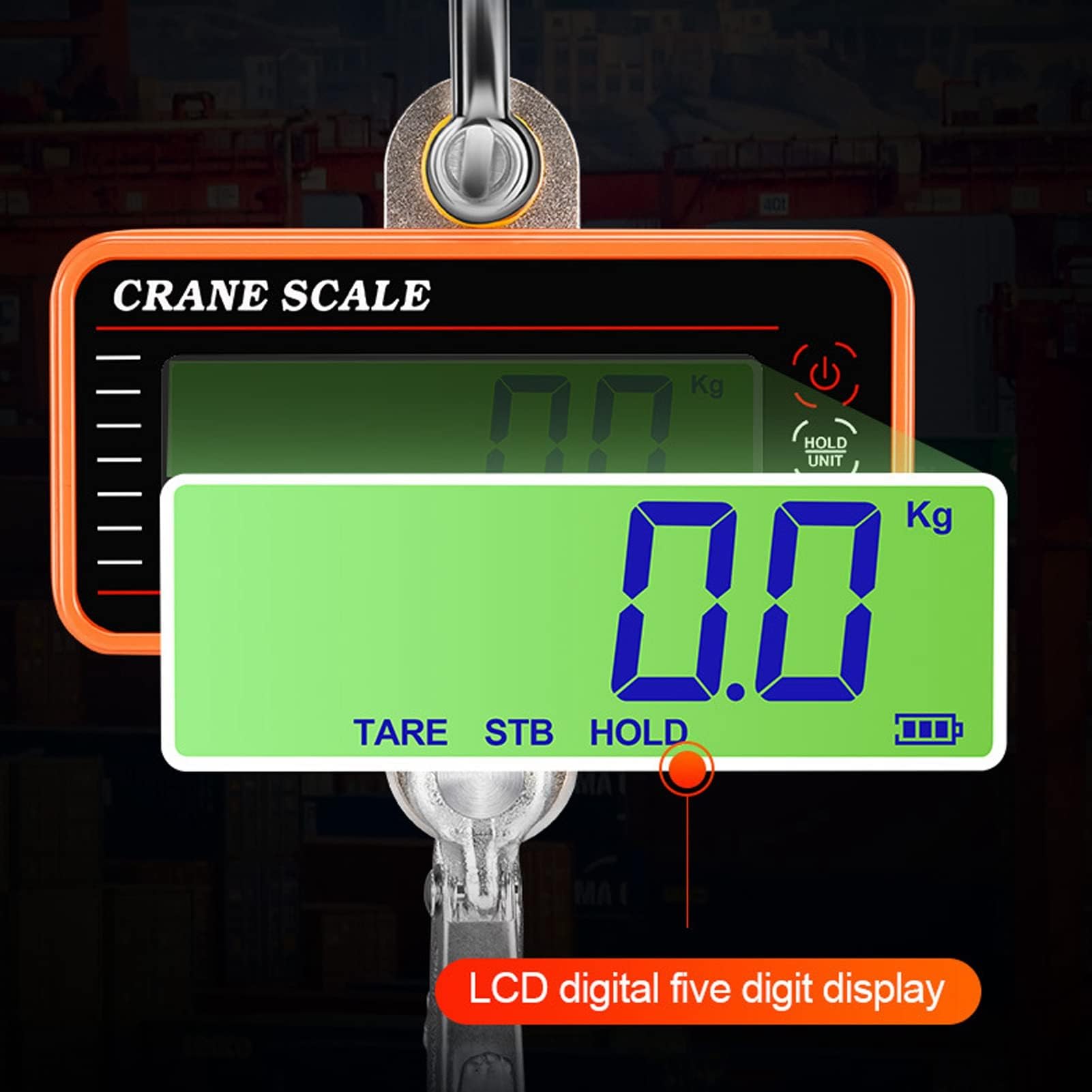 Báscula de Grúa Digital 1500 Kg 3000 Lb con Control Remoto Pantalla LED Báscula Colgante Industrial Electrónica Resistente Naranja