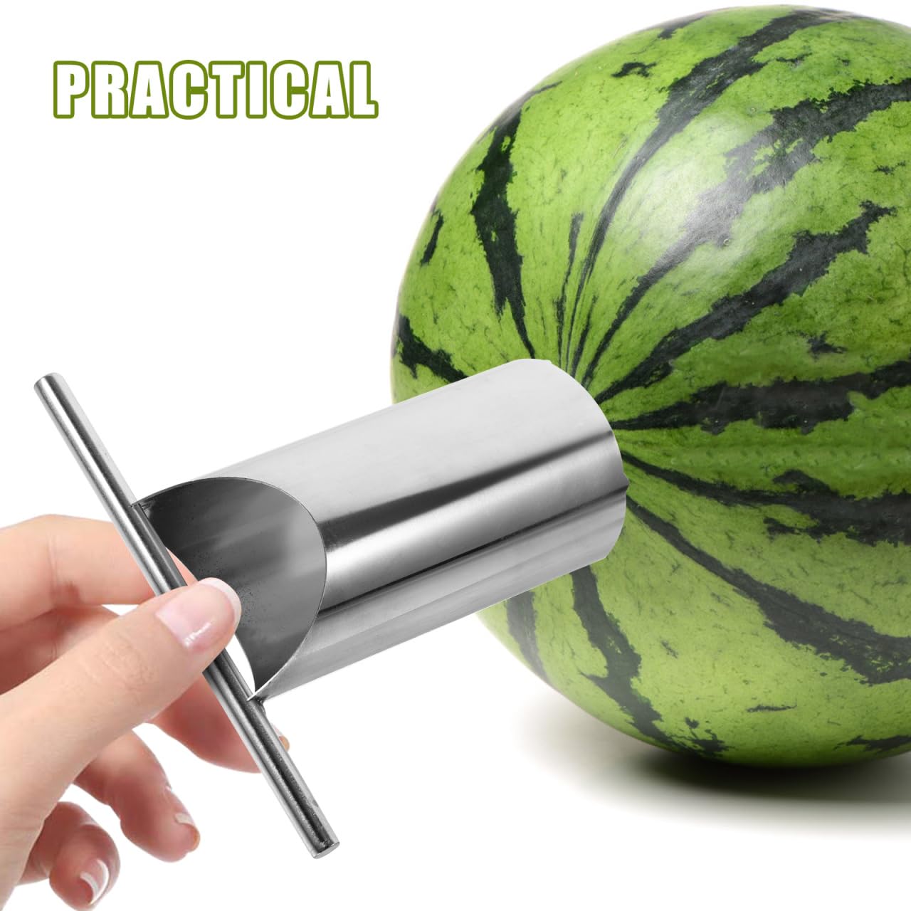 Alipis Stainless Steel Watermelon Puncher Cutter, Melon Opener and Corer, Fruit Cutting Tool for Home Use, 4.72 X 4.33 X 2.04 Inches, Silver