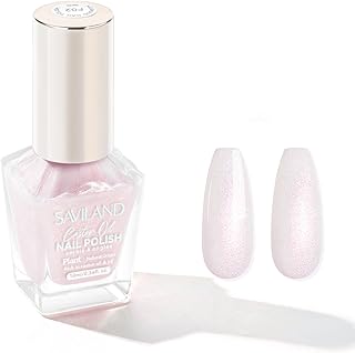 SAVILAND Esmalte de uñas de color rosa perlado brillante, aceite de ricino, sirenas, perlas, secado rápido, esmalte de uñas de larga duración, para manualidades, salón de belleza, regalo para manicura