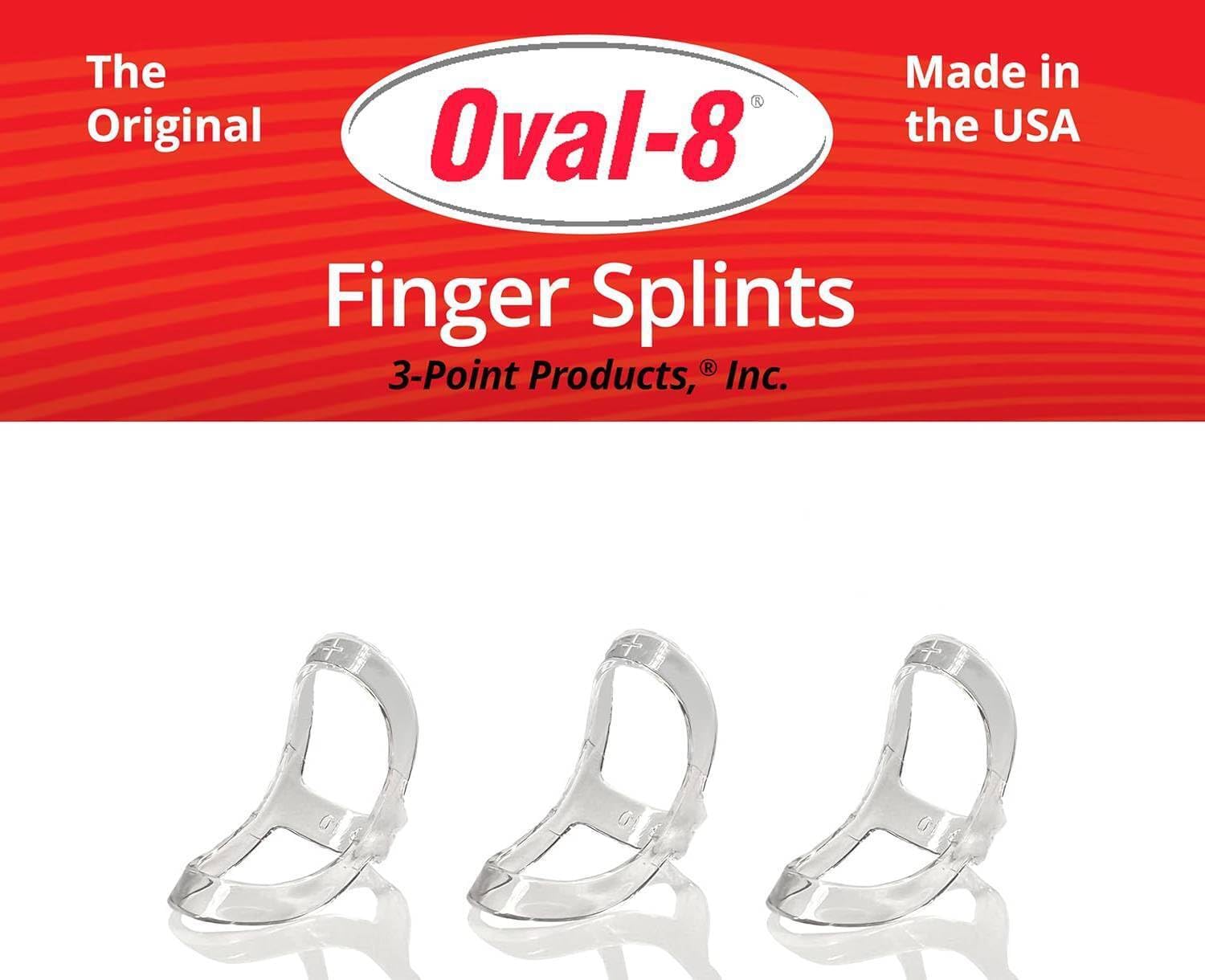 3-Point Products Oval-8 Finger Splint, Support and Protection for Arthritis, Trigger Finger or Thumb, and Other Finger Conditions, Size 8 (Pack of 3) available in Clear