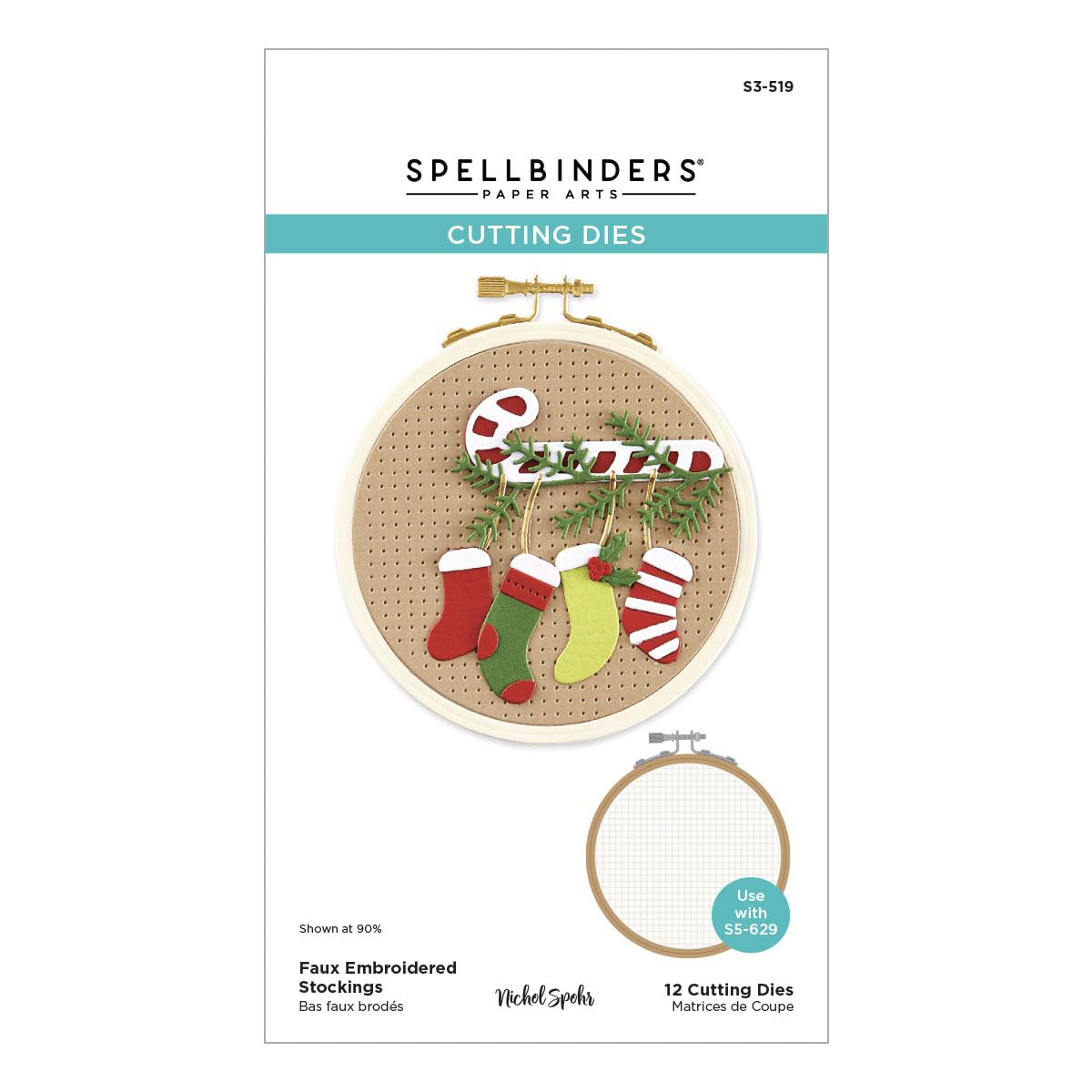 Spellbinders Metal S3-519 Faux Embroidered Stockings Etched Dies From The Nichol's Needlework Collection By Nichol Spohr, Branch