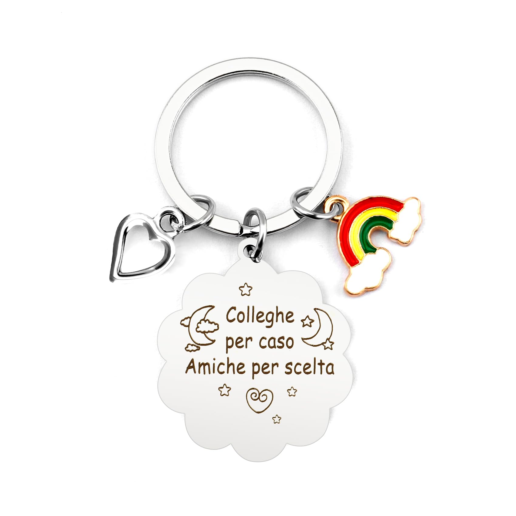 Set Di 20 Portachiavi Personalizzati Con Messaggio Di Ringraziamento – Regalo Per Insegnanti, Colleghi, Infermieri E Studenti – Con Ciondolo Arcobaleno, Acciaio Inox