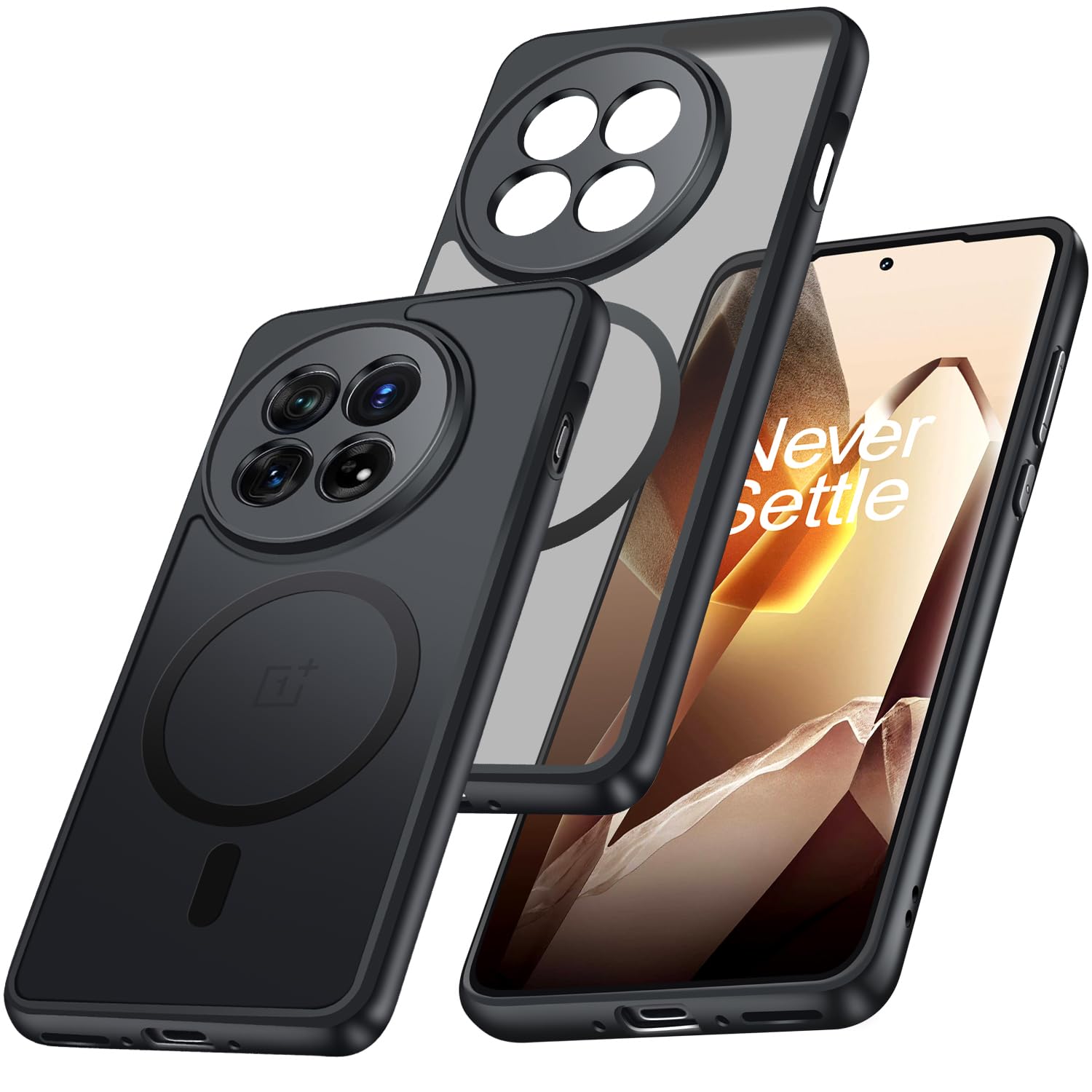 Easges Magnetic Case for OnePlus 13R [Compatible with MagSafe], Translucent Matte Shockproof Bumper Case with Camera Cover for OnePlus 13R 5G,