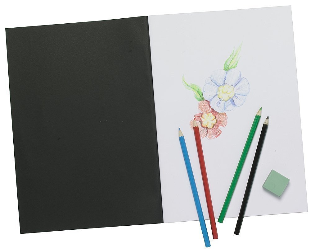 Tiger A4 Artist Sketch Book White Cartridge Paper Black Card Cover Art Pad by Tiger Stationery