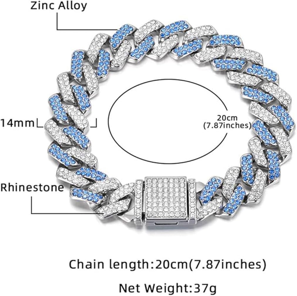Silver Dog Chain Collars Bling Diamond Cuban Link Puppy Collar With Secure Buckle Walking Metal Chain Necklace Crystal Jewelry Cat Collars for Small Medium Large Pet Dogs Boys Girls 8 Inch - Image 3