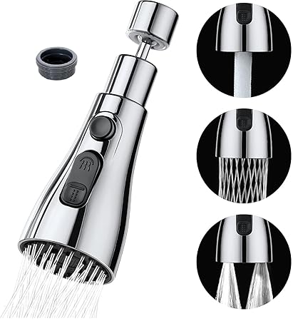 Tap Extender for Kitchen Sink, 360 Rotation, Compact, Water saving, Flexible faucet extender for taps, Kitchen Sink Tap with anti splash guard, kitchen sink tap extension (FITS 22/24mm METAL TAP ONLY)