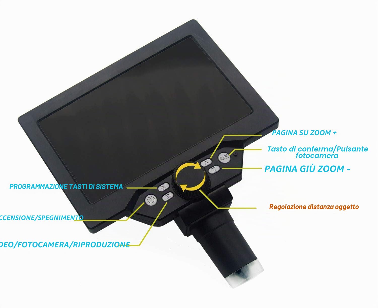 EMEBAY Microscopio Digitale HD LCD da 7 Pollici Batteria Ricaricabile | Microscopio Video Elettronico, 12 MP, Microscopio Portatile con Supporto in Metallo