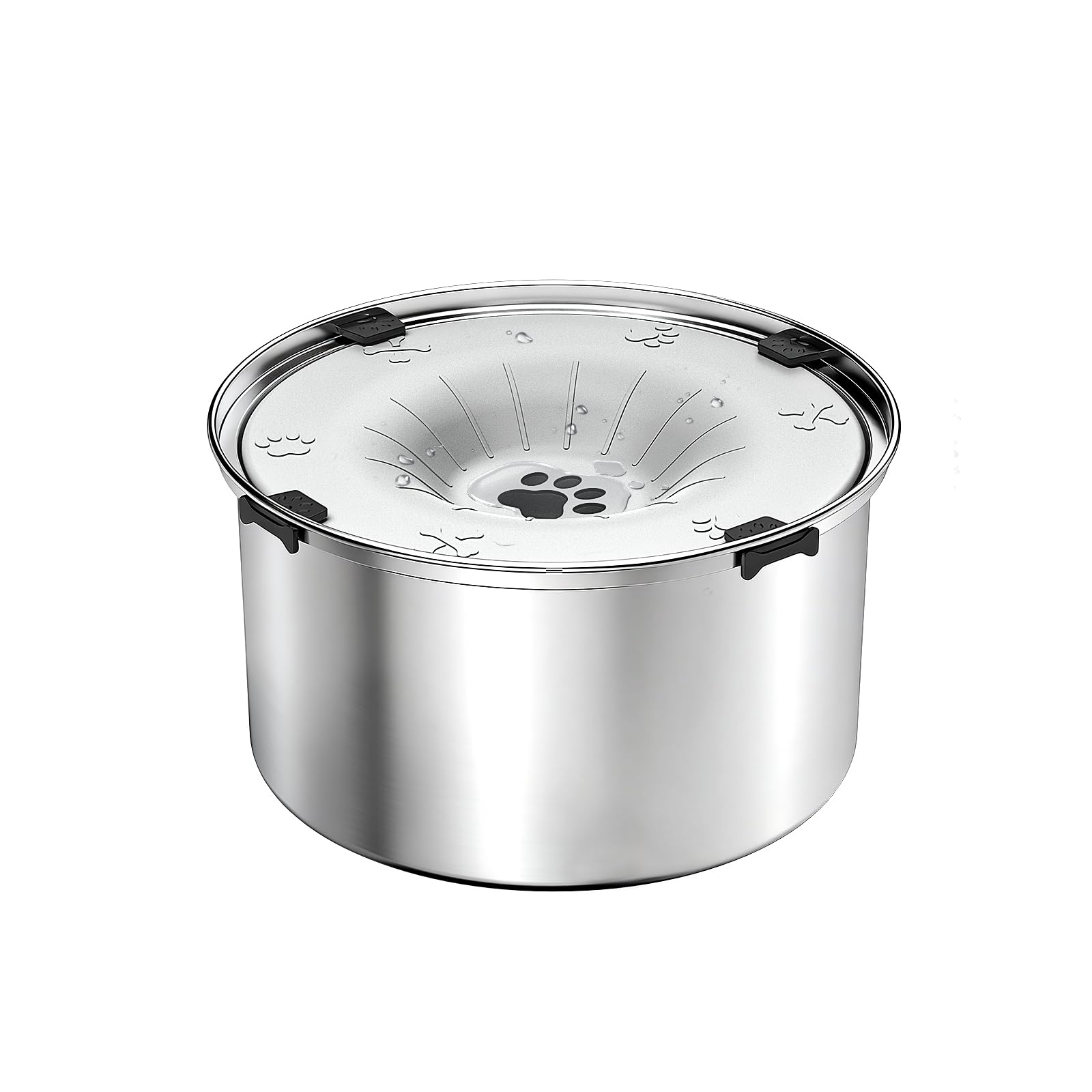 SCHITEC No Spill Dog Water Bowl for Large Dogs, 5.6L / 1.5 Gallon Stainless Steel Splash-Proof Slow Drinking Pet Dish with Floating Disk & Non-Slip Base, Mess-Free Design for Home or Travel-Light Gray