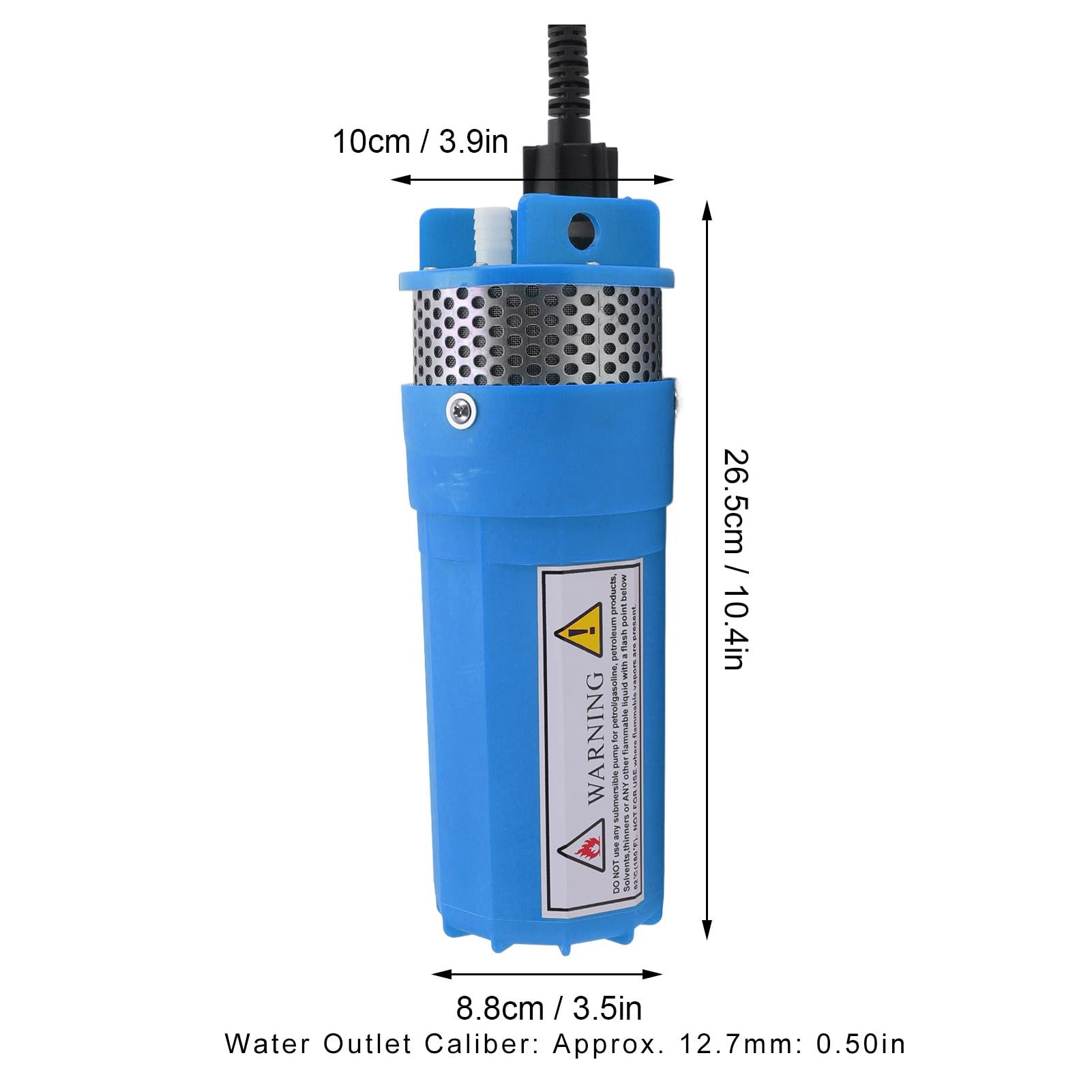 Bomba de Agua Sumergible Solar Bomba de Agua de Pozo Profundo Resistente y Resistente para Estanque de Riego DC 24 V para Potable de Ganado, Riego, Intercambio de de Estanque (plástico 10,4
