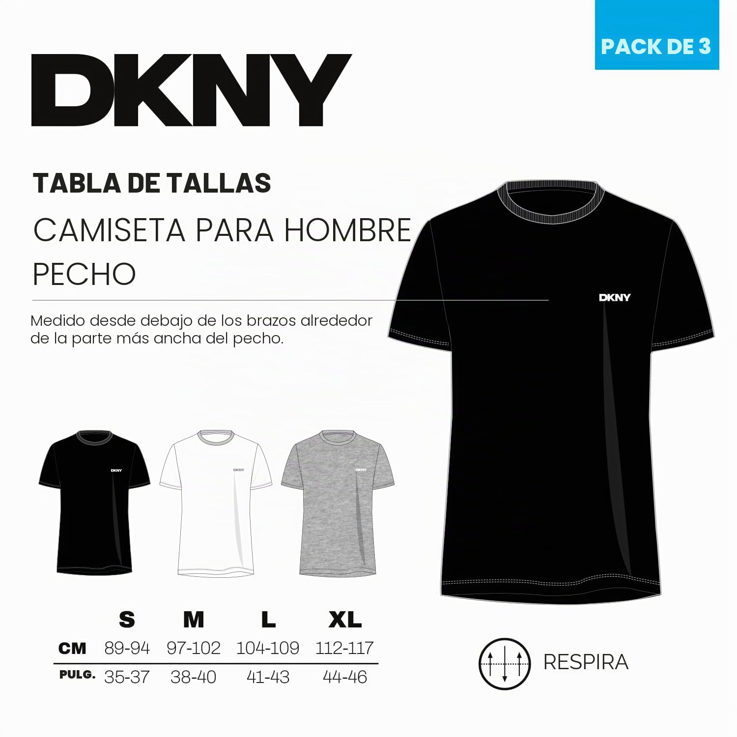 DKNY Giants Camiseta de Hombre Pack de 3