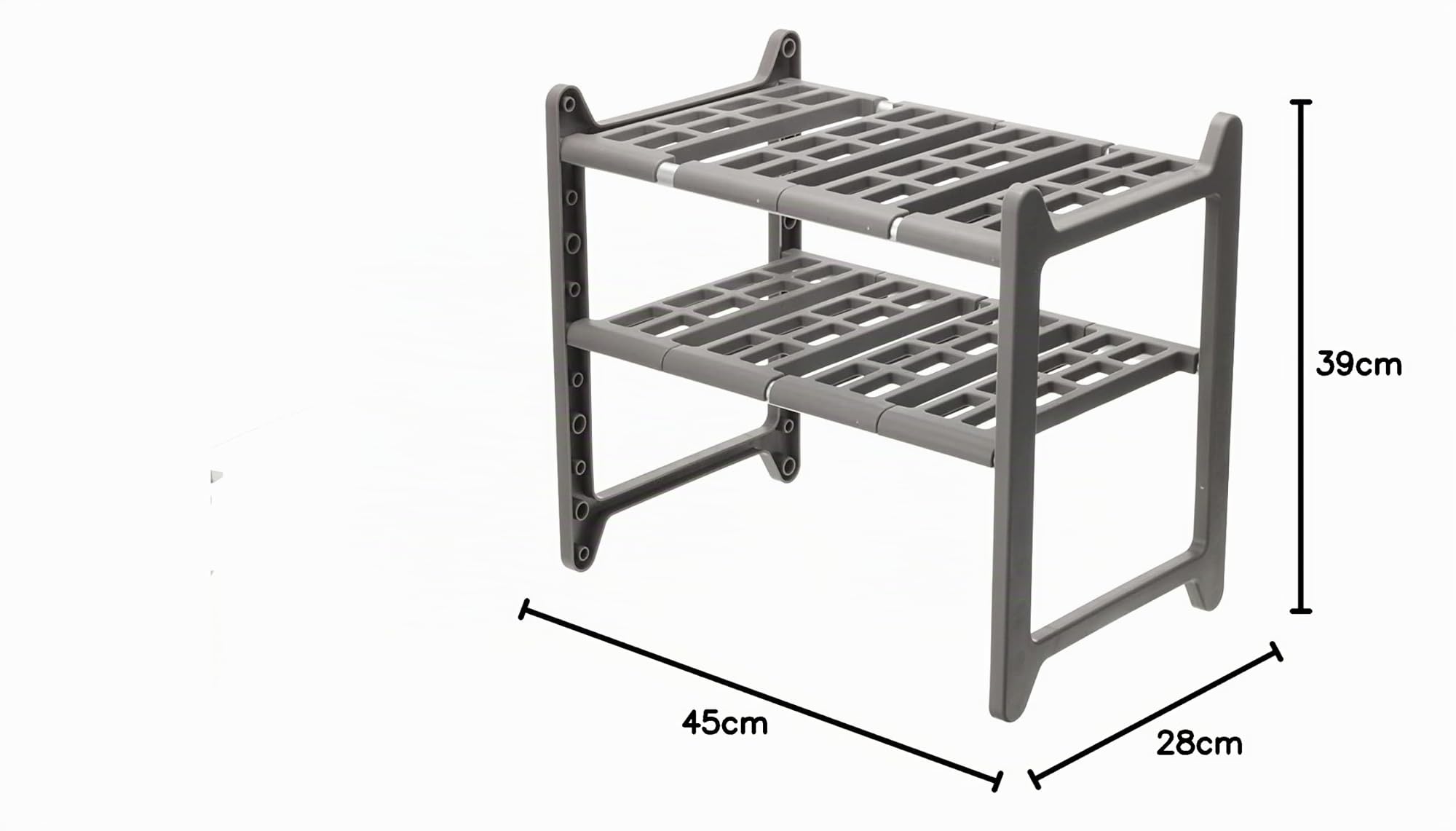 WENKO Scaffale per mobiletto Flexi - allungabile, Alluminio, 44-82 x 39 x 28 cm, Alluminio