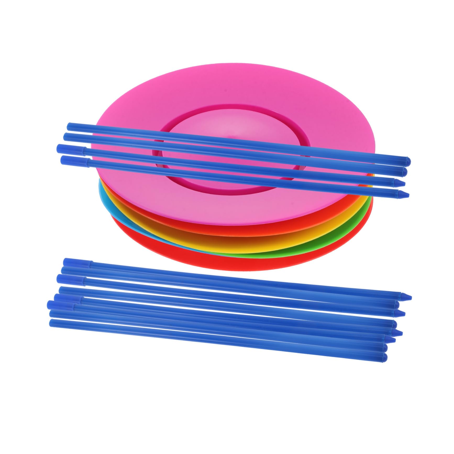Toddmomy Enhanced Safety Juggling Plates Set 6pcs with Sticks Stage Performance Toys