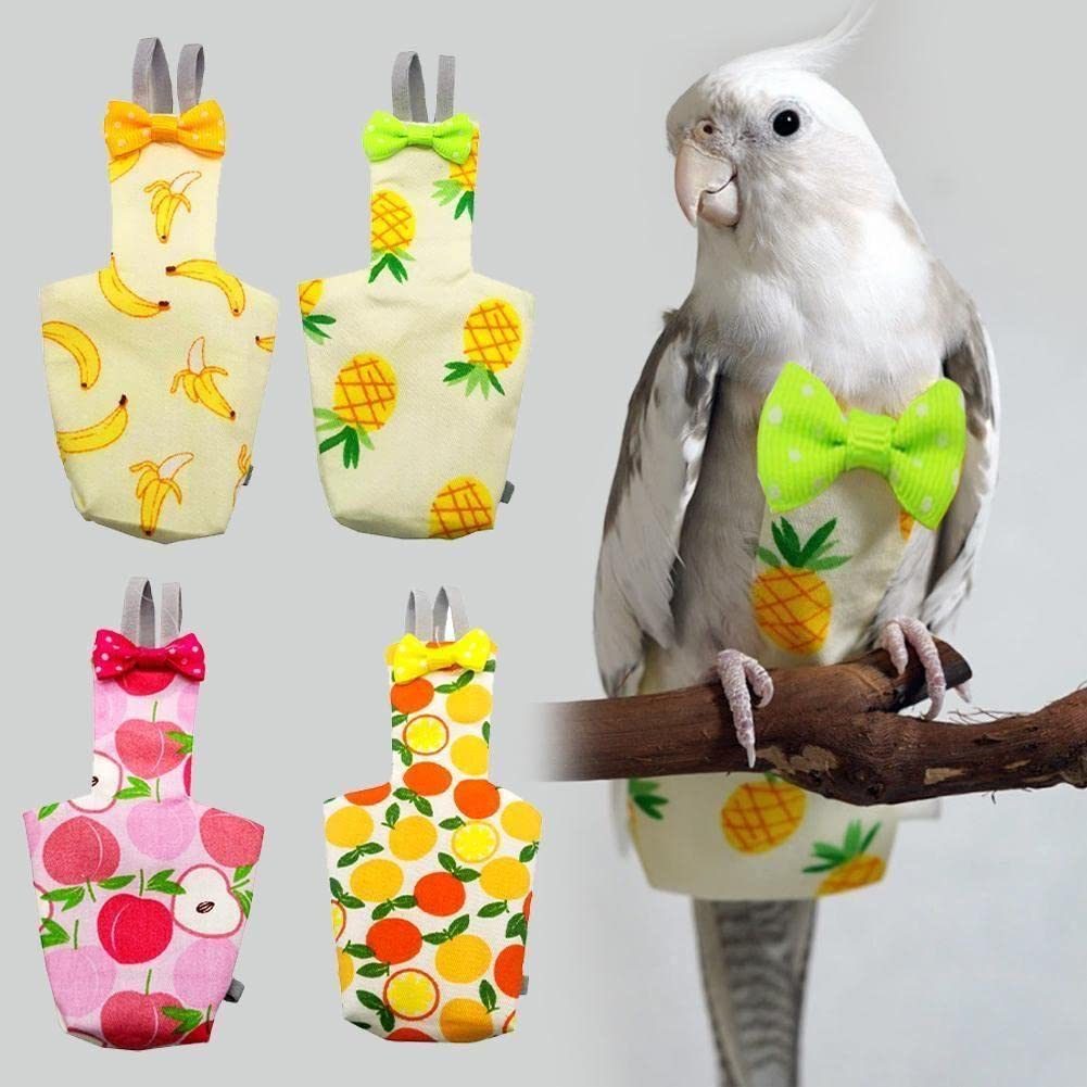 ZXCVWWE Pañal de loro con pajarita de frutas coloridas, floral, lavable, cacatúa, grande, pájaros, palomas, ropa mediana y pequeña, T2L6
