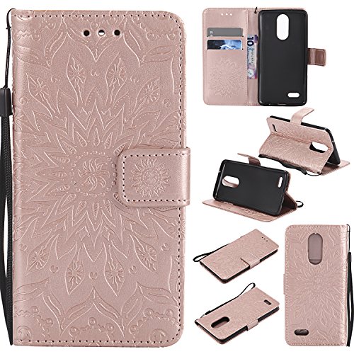 Urberry LG Aristo Case, LG LV3 Case, LG K8 2017 Case, Sunflower Wallet Case for LG Aristo/LG LV3 /LG K8 2017 (Rose)