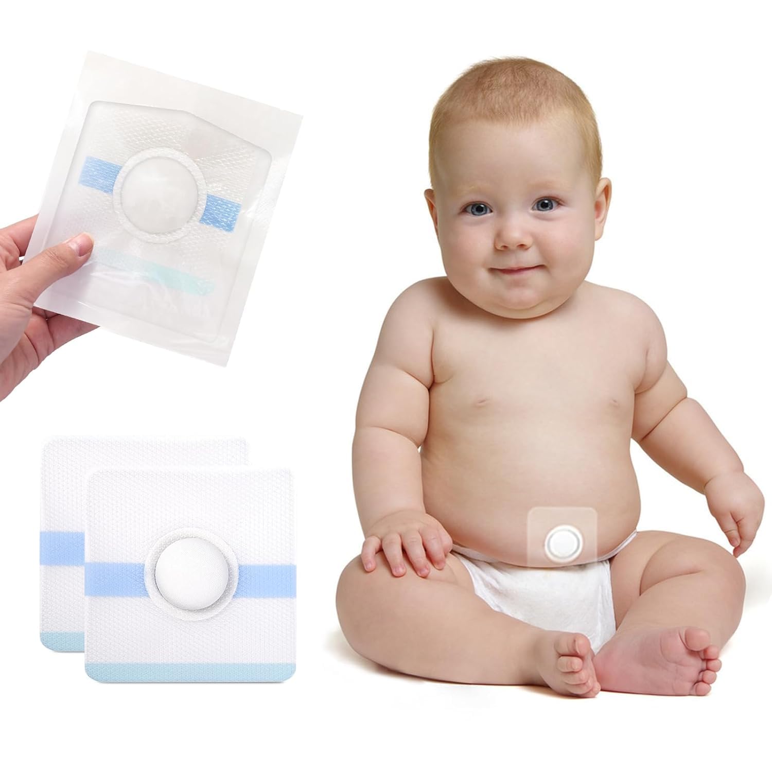 Baby Belly Navel Patches, Infant Umbilical Hernia Patch, Newborn Belly Button Sticker, Paste Style, Skin Friendly, Breathable,10 Pcs (8 * 8cm)