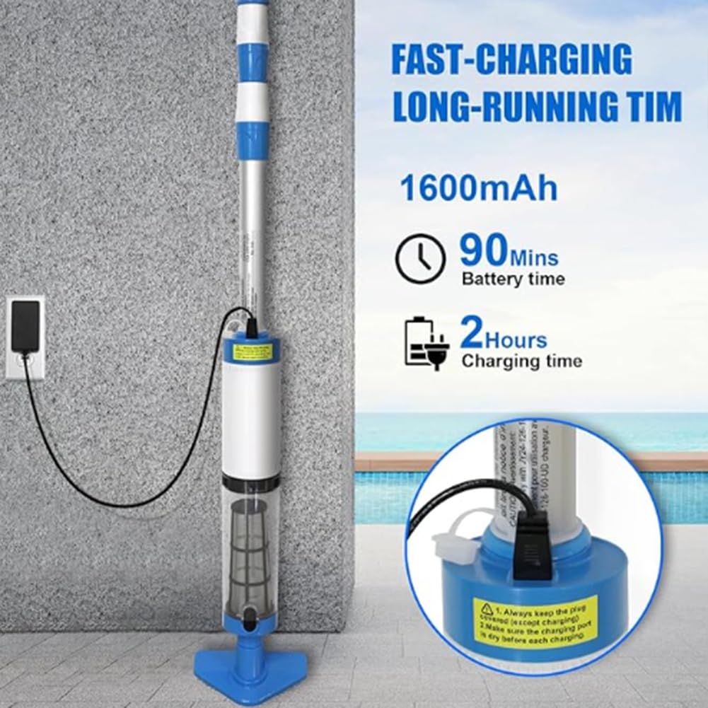Aspirateur de Piscine pour et Petite Piscine, Aspirateur de Piscine Portatif pour Éliminer le Sable et les Débris avec Manche Télescopique (UE)