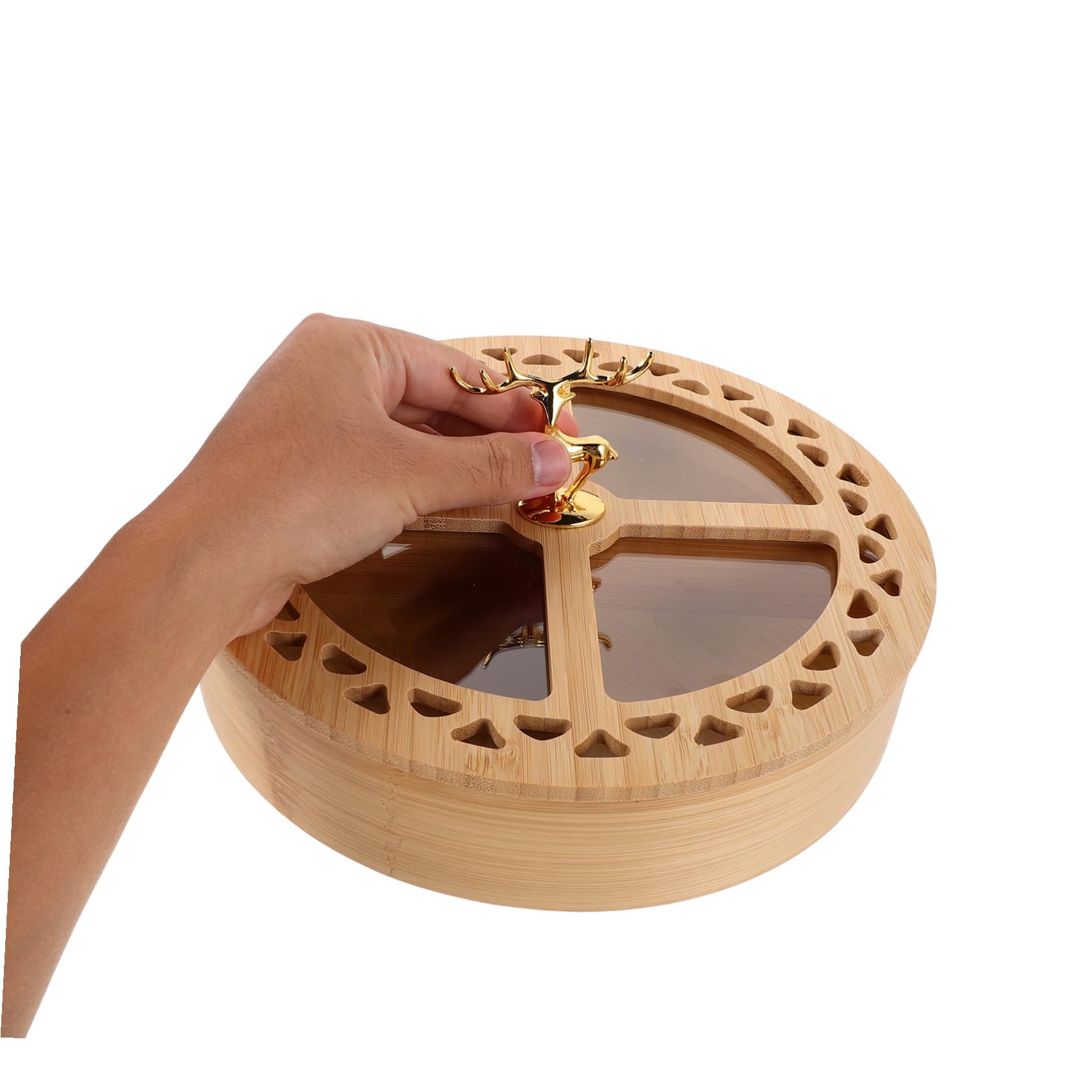 Ciieeo Boîte de Rangement avec Couvercle Plateau Rond à Fruits avec Compartiments Boîte à Apéritifs pour Noix et Fruits Secs