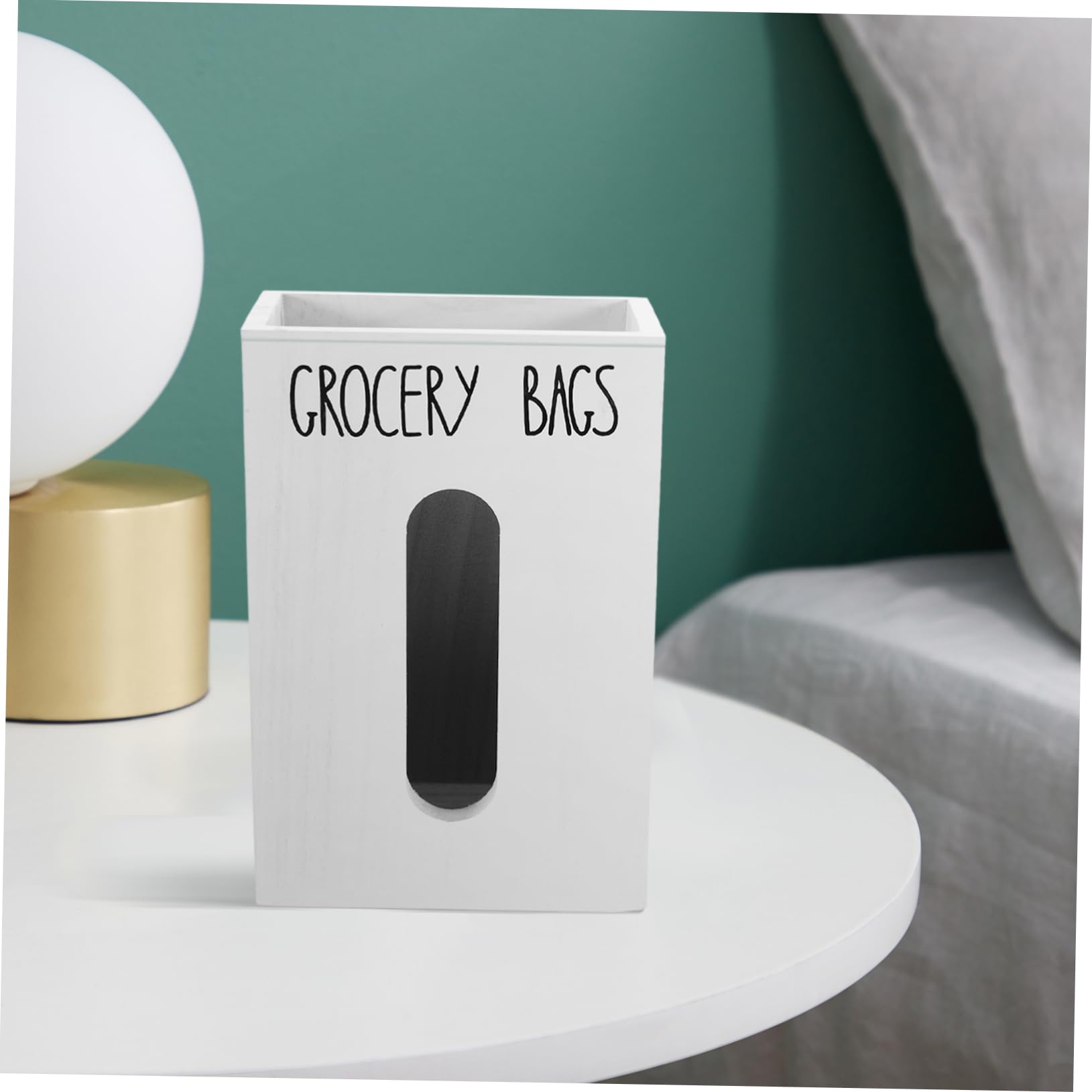 Vaguelly Dispensador de Bolsas de Supermercado de Madera Blanco, Gran Capacidad, Fácil de Llevar y Ahorro de Espacio para Escritorios y Armarios