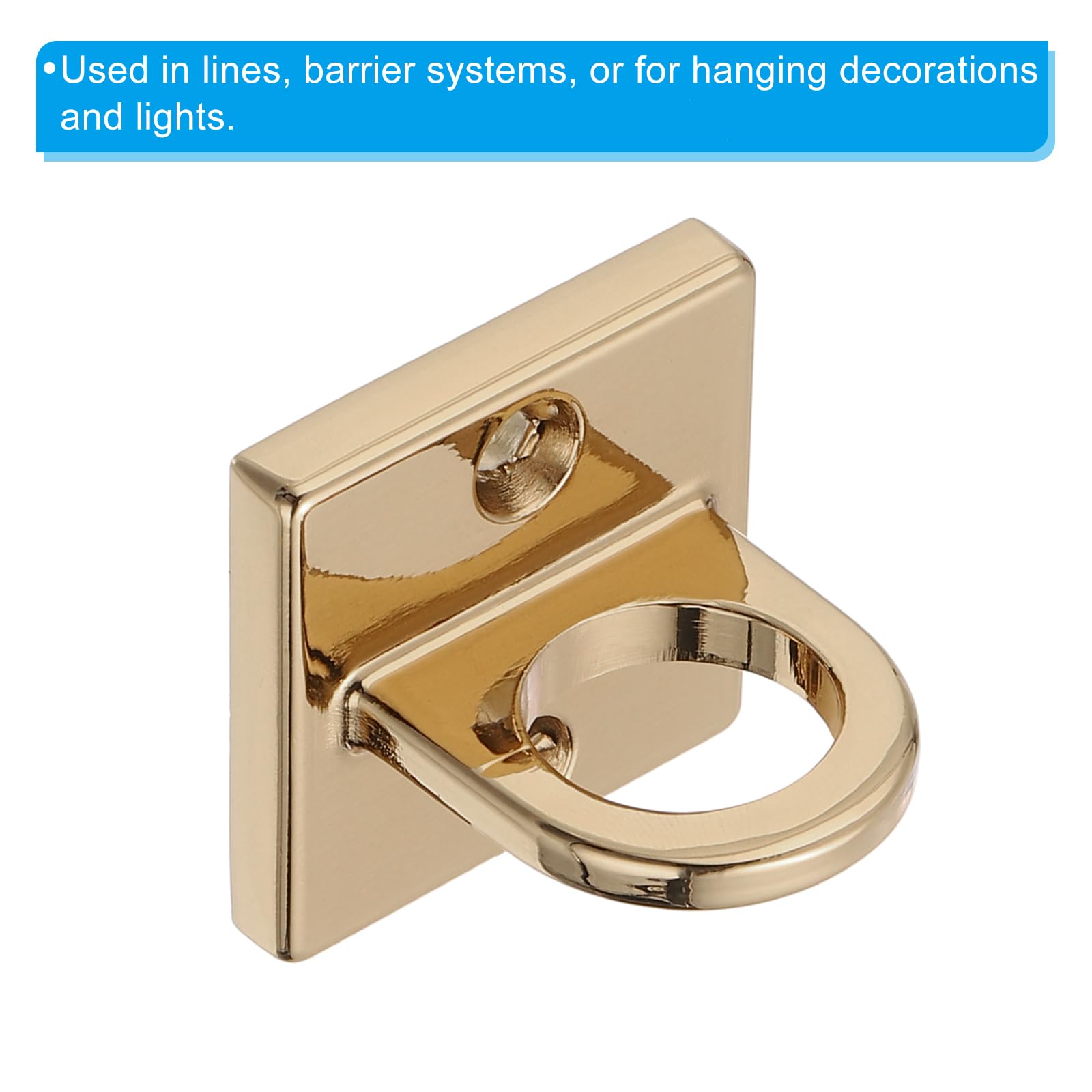 PATIKIL Pad Öse Platte U Haken 4 Packung Metall Decken Haken Wand Halterung Schlaufe mit Schrauben Hardware Ring Haken für Aufhängen von Seil An Warteschlange Absperrung Matt Golden