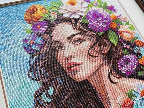 Image of RIOLIS - Floral Muse 2254, Floral Cross Stitch Kits 11 inch x 11 inch, Cross Stitch Kits for Beginners & Advanced, Crossstitching Kits Adult, Counted Stitching Kits, Flowers Embroidery Kit
