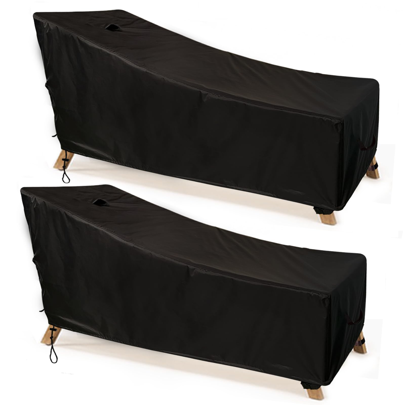 SIHAIAN Chaise Lounge Cover Waterproof Patio Lounge Chair Cover UV Resistant Lounger Covers Dust-Proof Outdoor Lounge Chair Covers 2Pack Patio Furniture Covers 78Lx32Wx35H in Black
