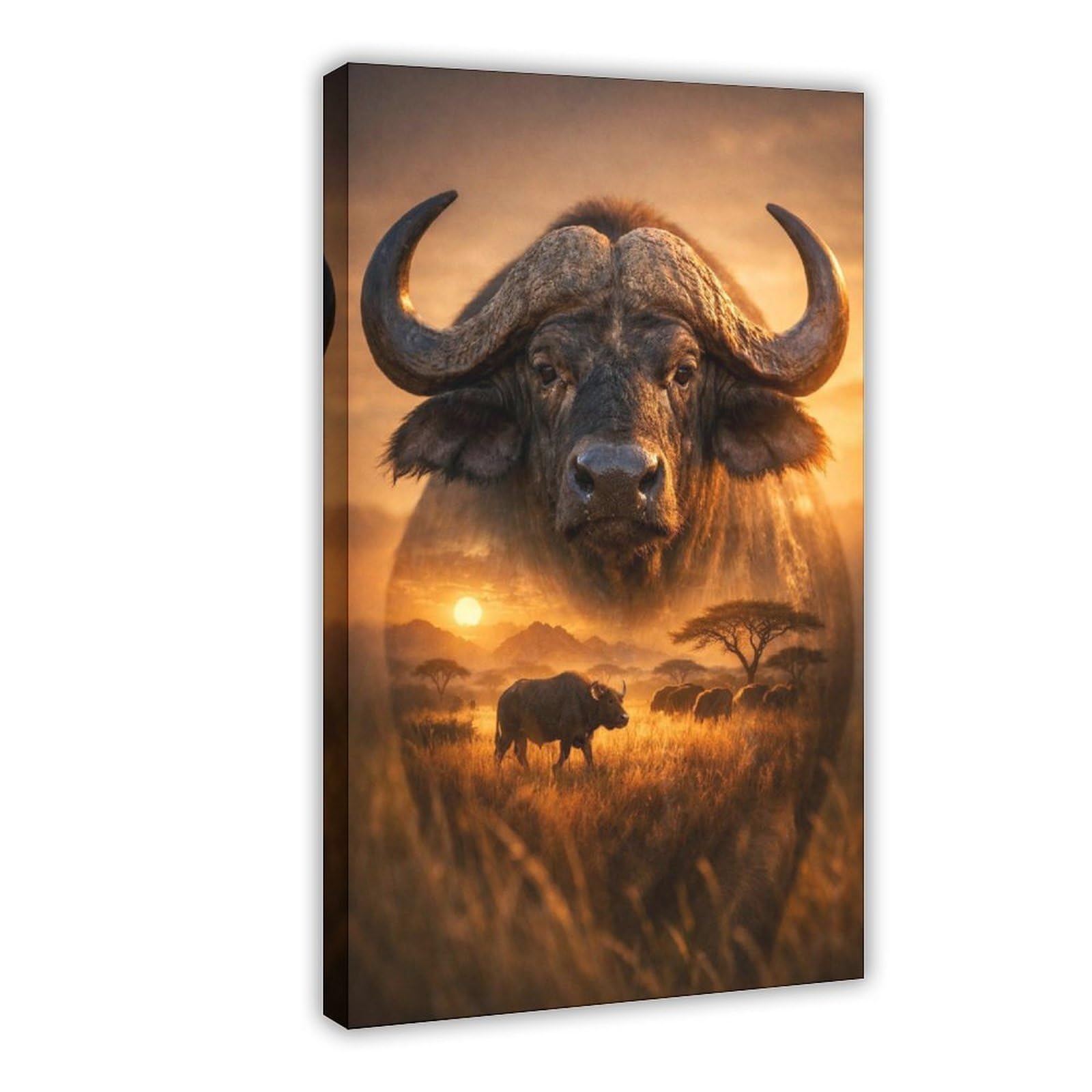Ywtjax Frame-Style Buffalo Poster Canvas Poster For Living Room Decor Gift