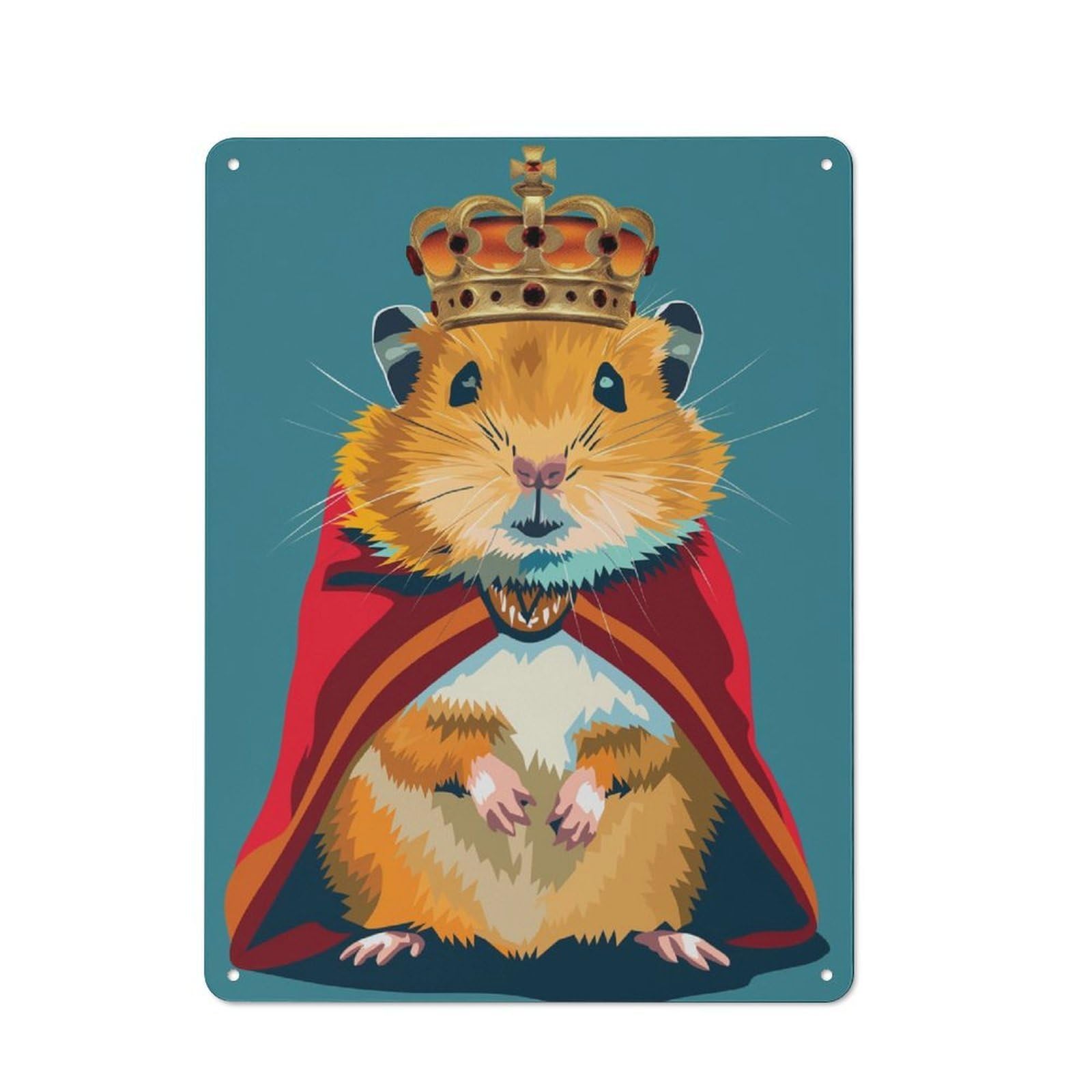 Junmoney Royalty Hamster Metal Sign 40X30cm With For Workshop Wall, Rustic Decor, For Garage, Workshop And Man Cave Decoration