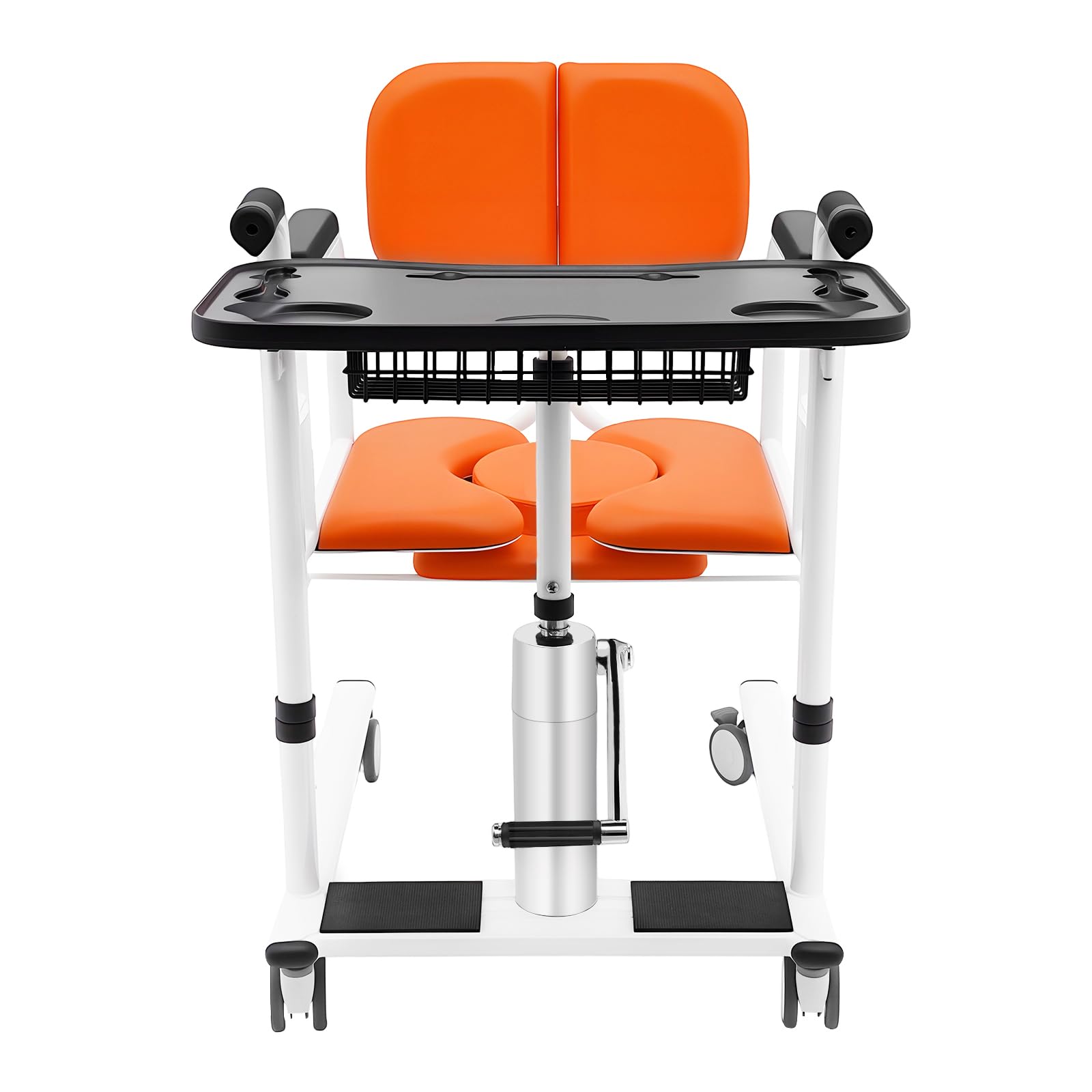 Silla de transferencia hidráulica de 150 kg, con 4 ruedas y frenos, altura regulable, respaldo plegable de 180 grados, para personas mayores, discapacitados y residencias de ancianos