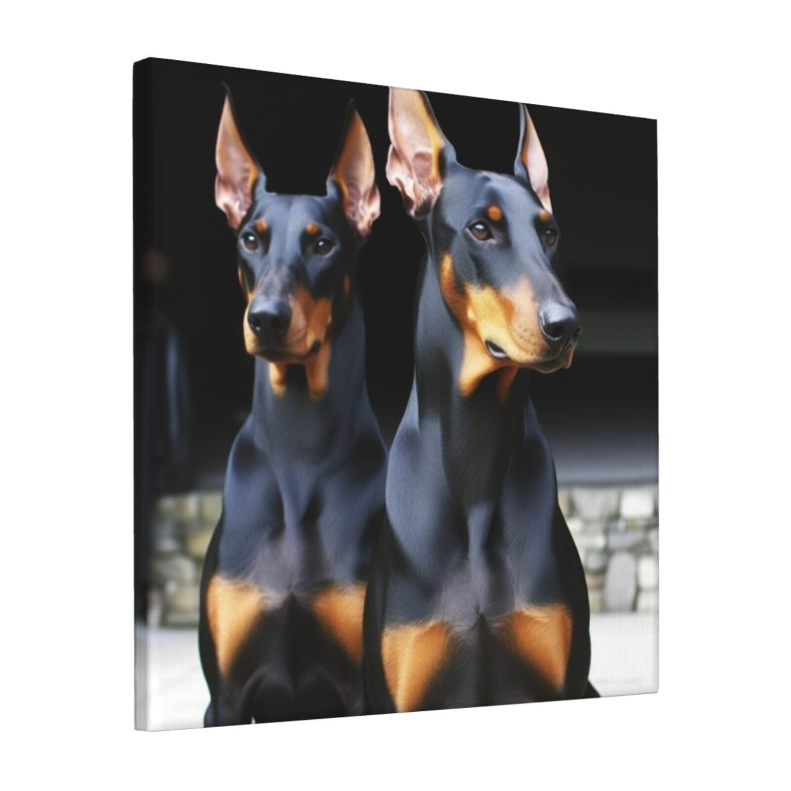 KLOPH doberman Canvas Wall Art for Living Room 12"x12" Modern Artwork Painting for Bathroom Hanging Canvas Prints Aesthetic Wallart for Bedroom Kitchen Office Wall Decor