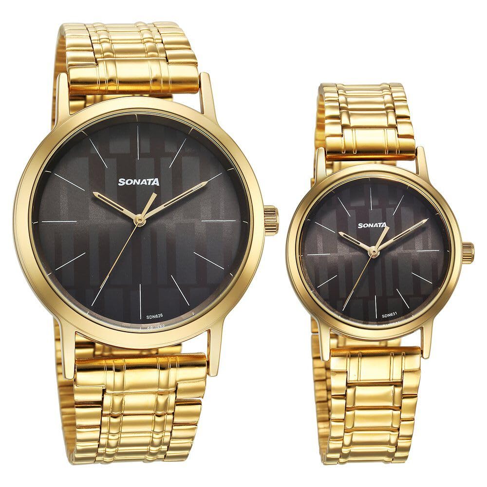 Sonata Alloy Pairs Quartz Analog Grey Stainless Steel Strap for Couple-NS7712787046YM01P (B0CSPH76T2) Amazon Price History, Amazon Price Tracker