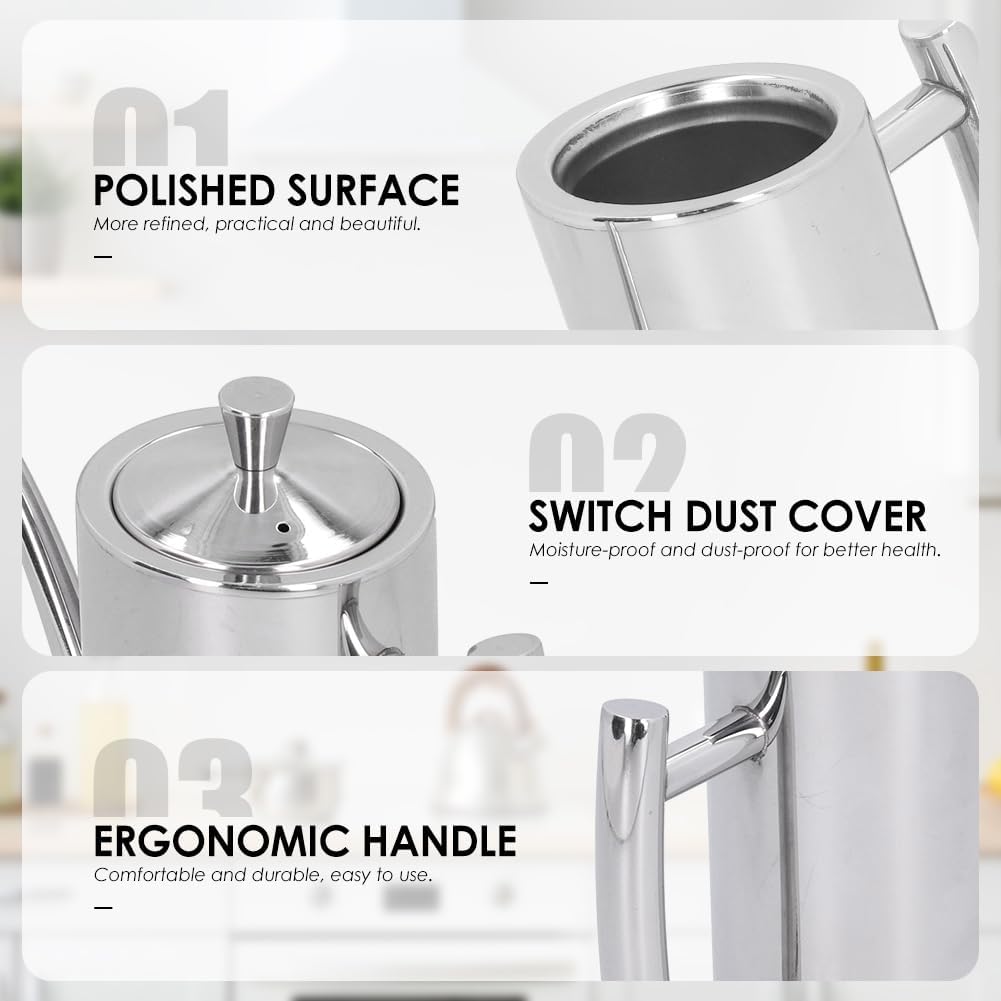 700ML Oliera Acciaio Inox Salvagoccia, Oliera Salvagoccia Pentola Bottiglia Olio Portatile Contenitore Olio Bottiglie per Dispenser di Olio per Olio a Tenuta Stagna Drizzler per Cucina,BBQ,Grill