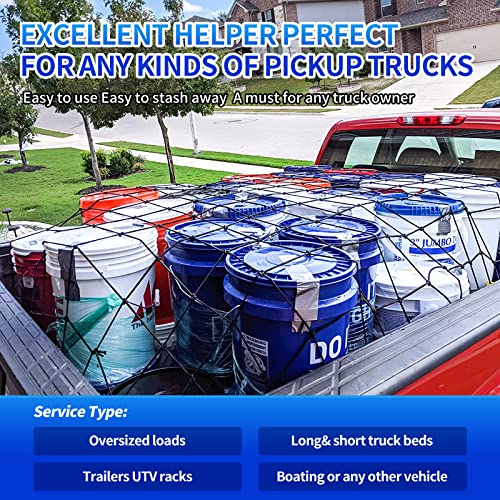 Tkkeuep 4' X 6' Cargo Net For Pickup Truck Bed,Trailer,Boat,Car,Suv Stretches To 8' X 12',Roof Rack Cargo Net,Truck Cargo Net Latex Bungee Nets With 24 Universal Hooks, Car Organizer Net For Cargo #TOP4