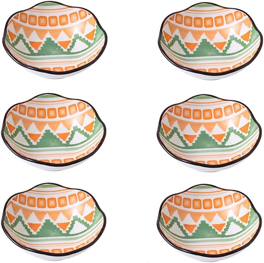 Dessert Bowl Ceramic Snack Plate Household Cake Salad Bowl Suitable for Microwave Oven Dishwasher Refrigerator 6 Pieces (Color : B) (C)