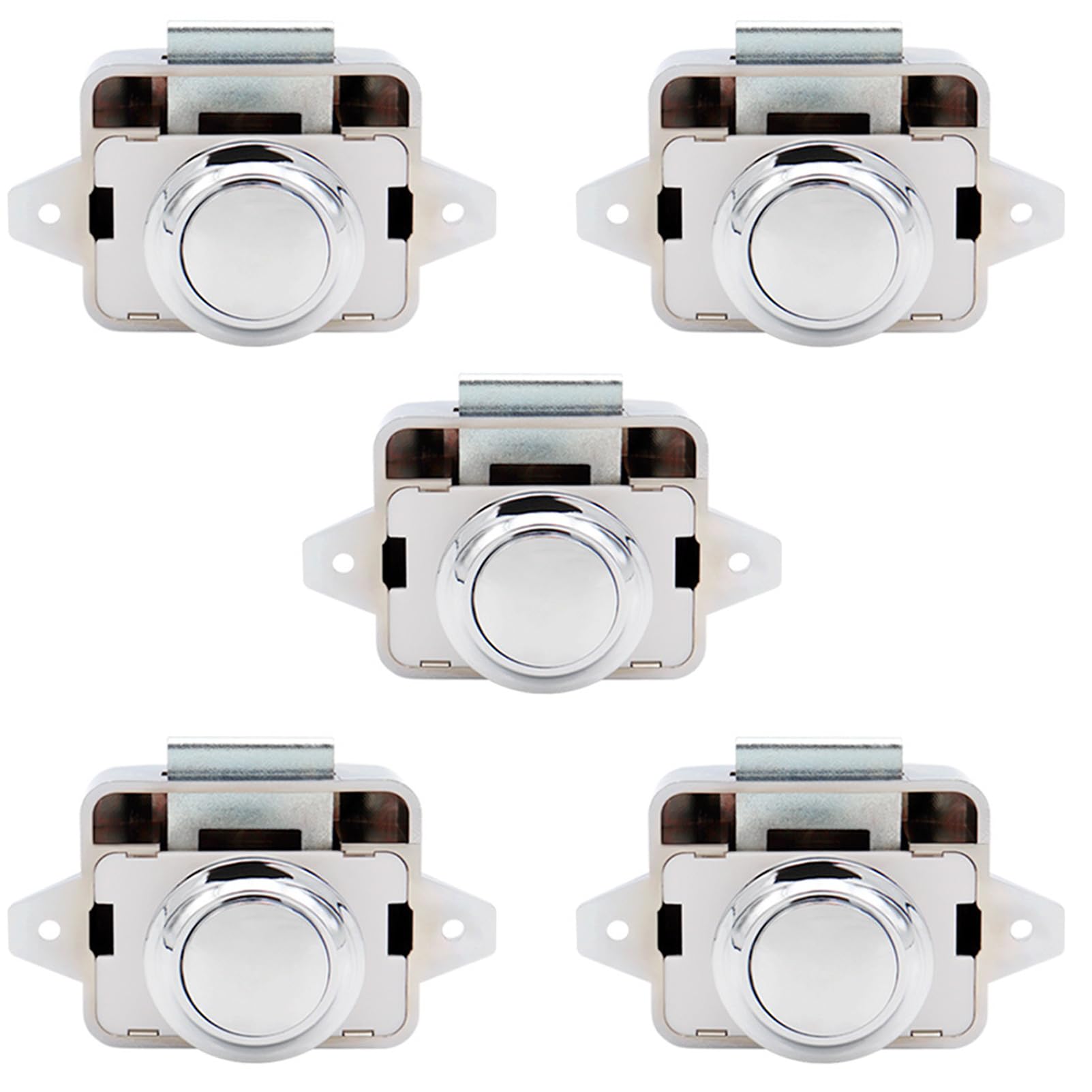 Loquet à bouton poussoir 26mm : sécurisez vos meubles en camping-car et bateau