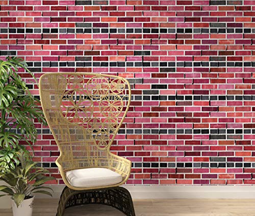 Image of DWELLSINDIA Bricks Self Adhesive Peel and Stick PVC Wallpaper Waterproof, Scratch Resistant, Laminated (41CM X 244CM, Red, Matt)