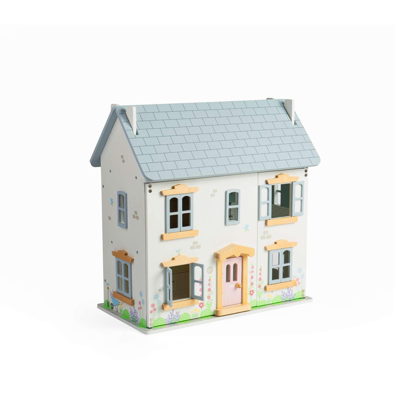 Bigjigs Toys Domek dla lalek Summer Cottage - drewniany domek dla lalek dla maluchów i dzieci, domki zabaw dla maluchów, prezenty dla dzieci, od 3 lat