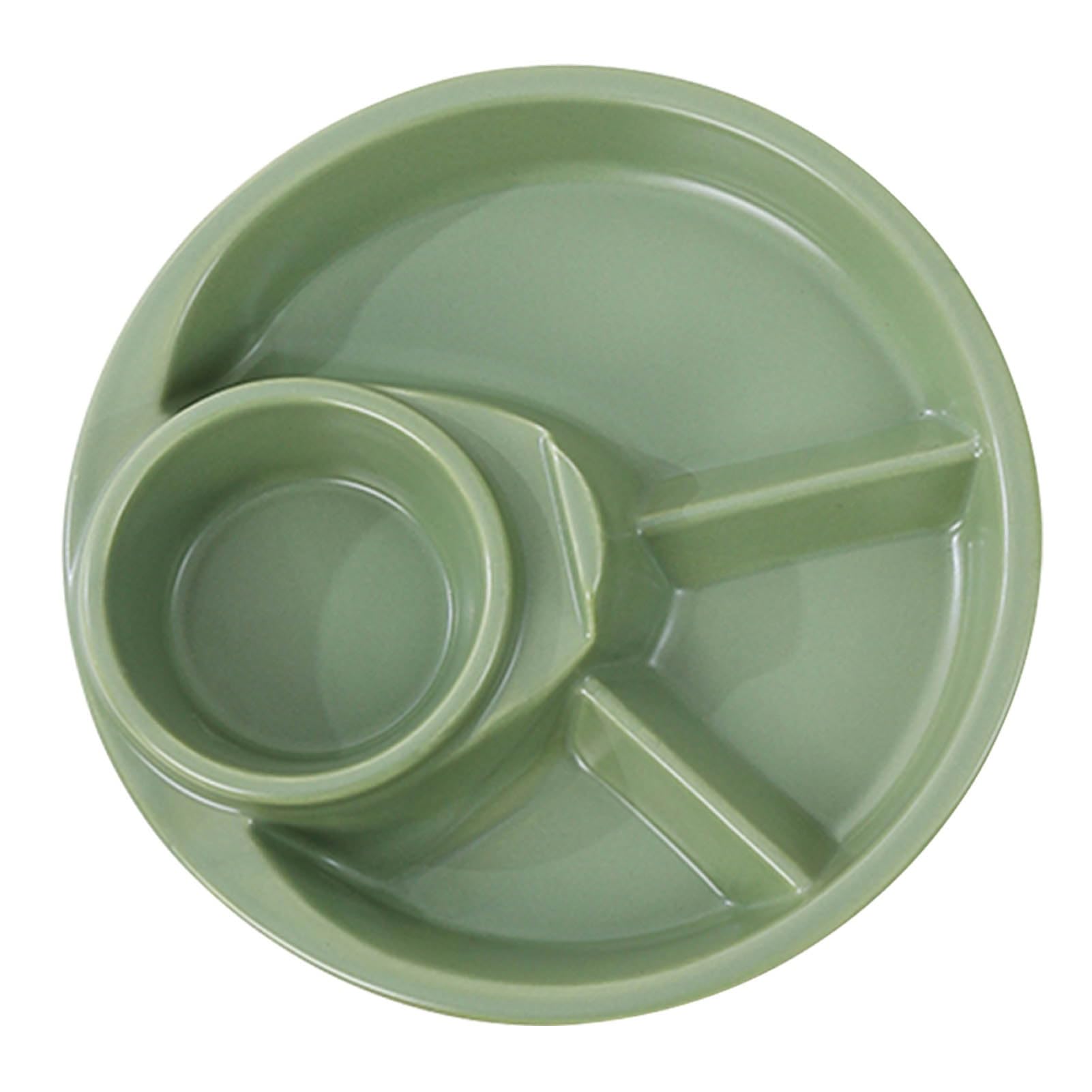 Platos de control de porciones, plato dividido de cerámica para almacenamiento de alimentos y dieta bariátrica, 1 paquete