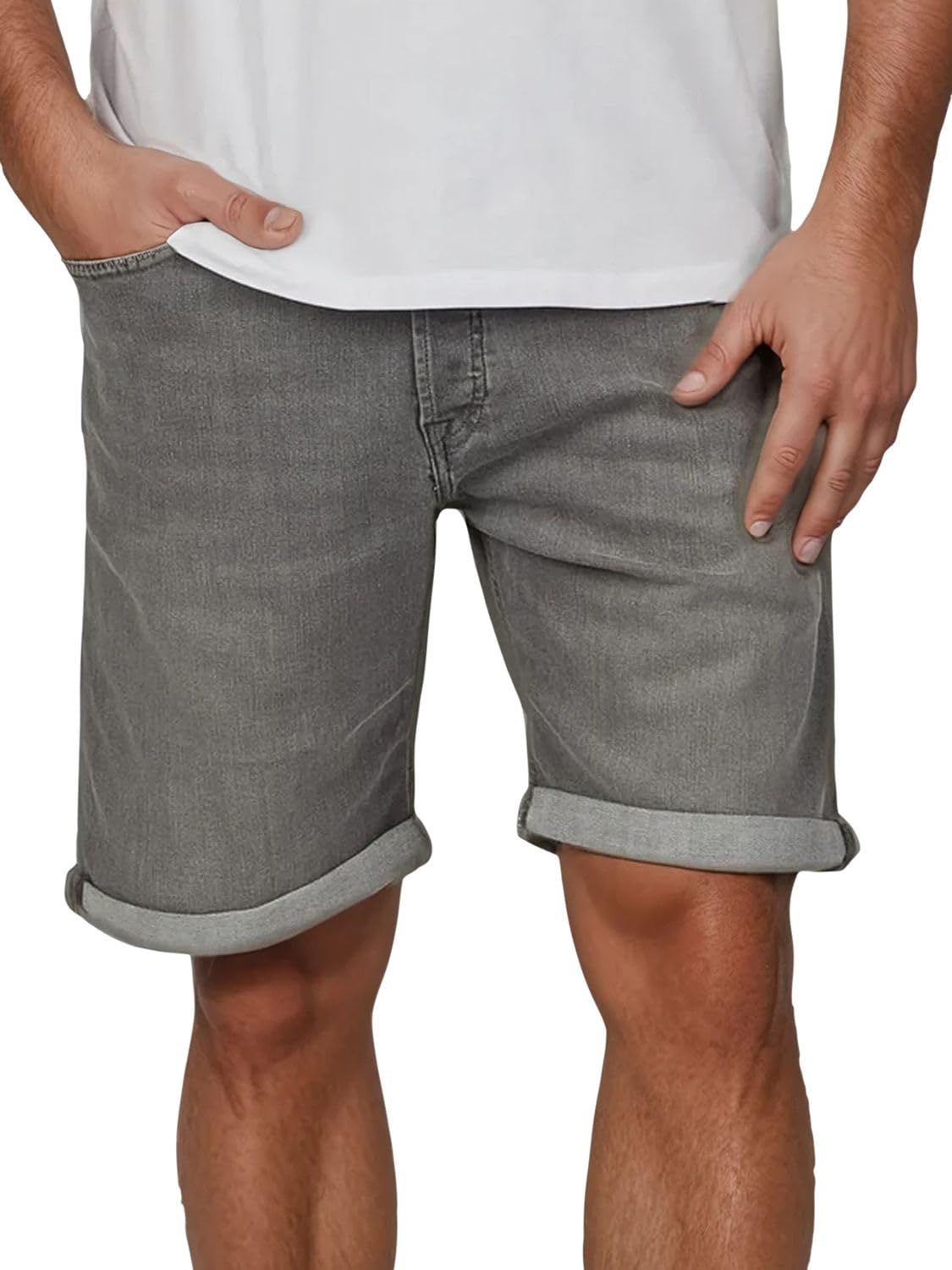 JACK & JONES JJIRICK krótkie spodenki jeansowe męskie, strecz, krój regularny, krótkie spodnie, bermudy, letnie, dżinsowe, jednokolorowe, czarne, niebieskie, S, M, L, XL, XXL