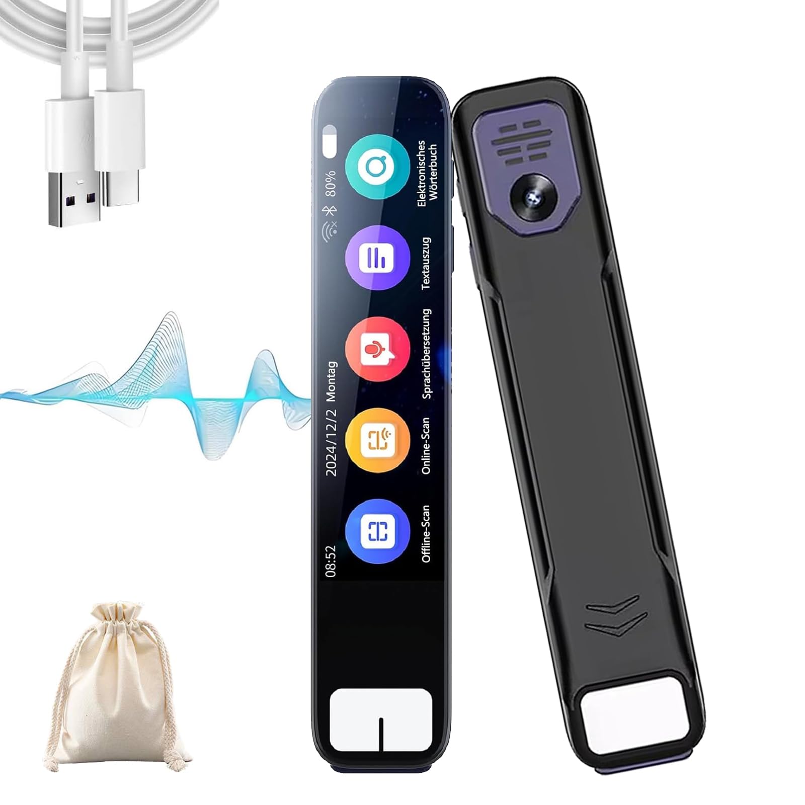 Scannix Ki-Stiftscanner, Scannix Stift-Real-Time Voice Translator & Scanner with Touch Screen, Supports 134 Languages, Offline & Online, Text Recognition In 60 Languages (1pc)