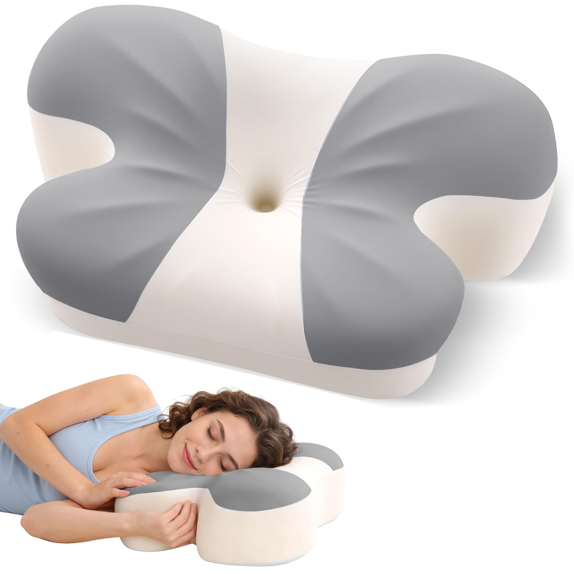A-Pce Light Grey Cervical Orthopedic Support Pillow, Memory Foam Pillow For All Sleepers