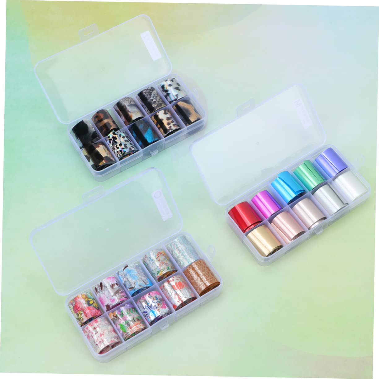 2 Series Pegatinas De Transferencia Foil Set Decoraciones Adhesivas Para Manicura Para Mujeres Únicos Y Fáciles De Aplicar 50 Rollos*2