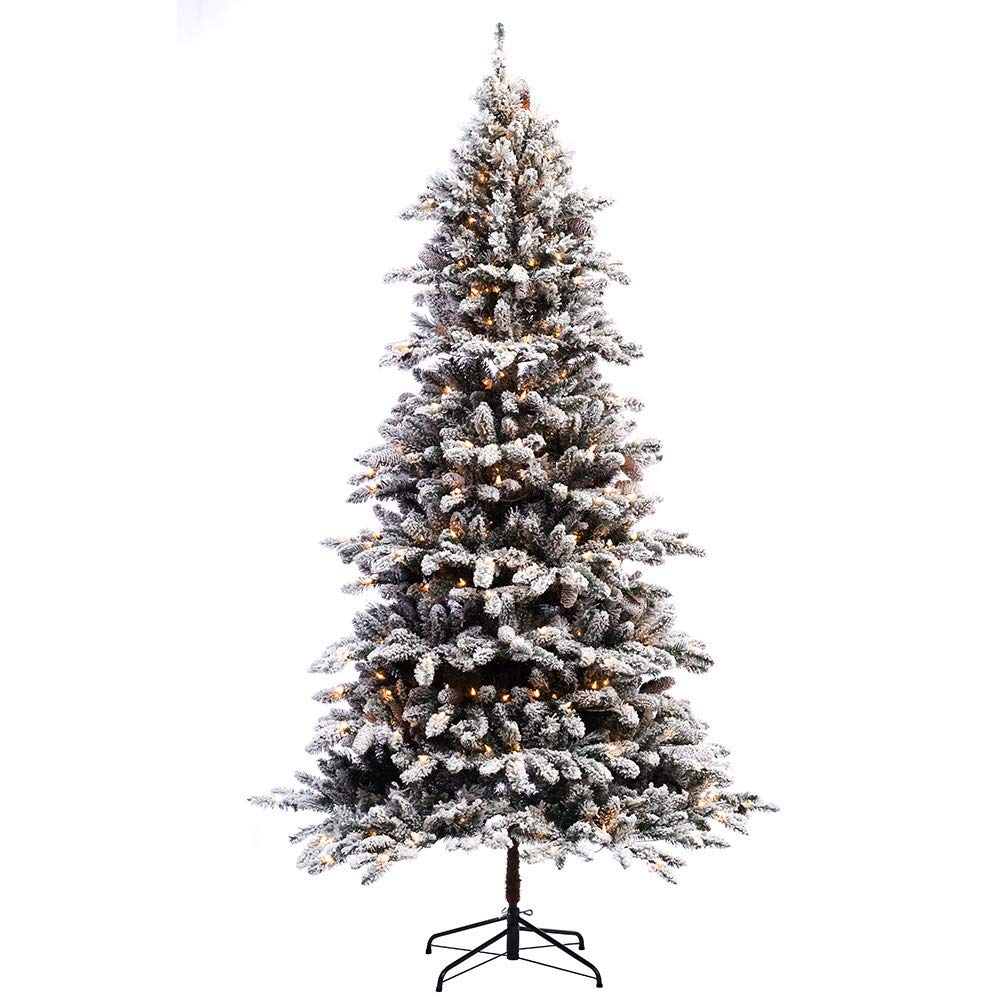 Puleo International 6.5 Foot PreLit Flocked Bennington Fir Artificial