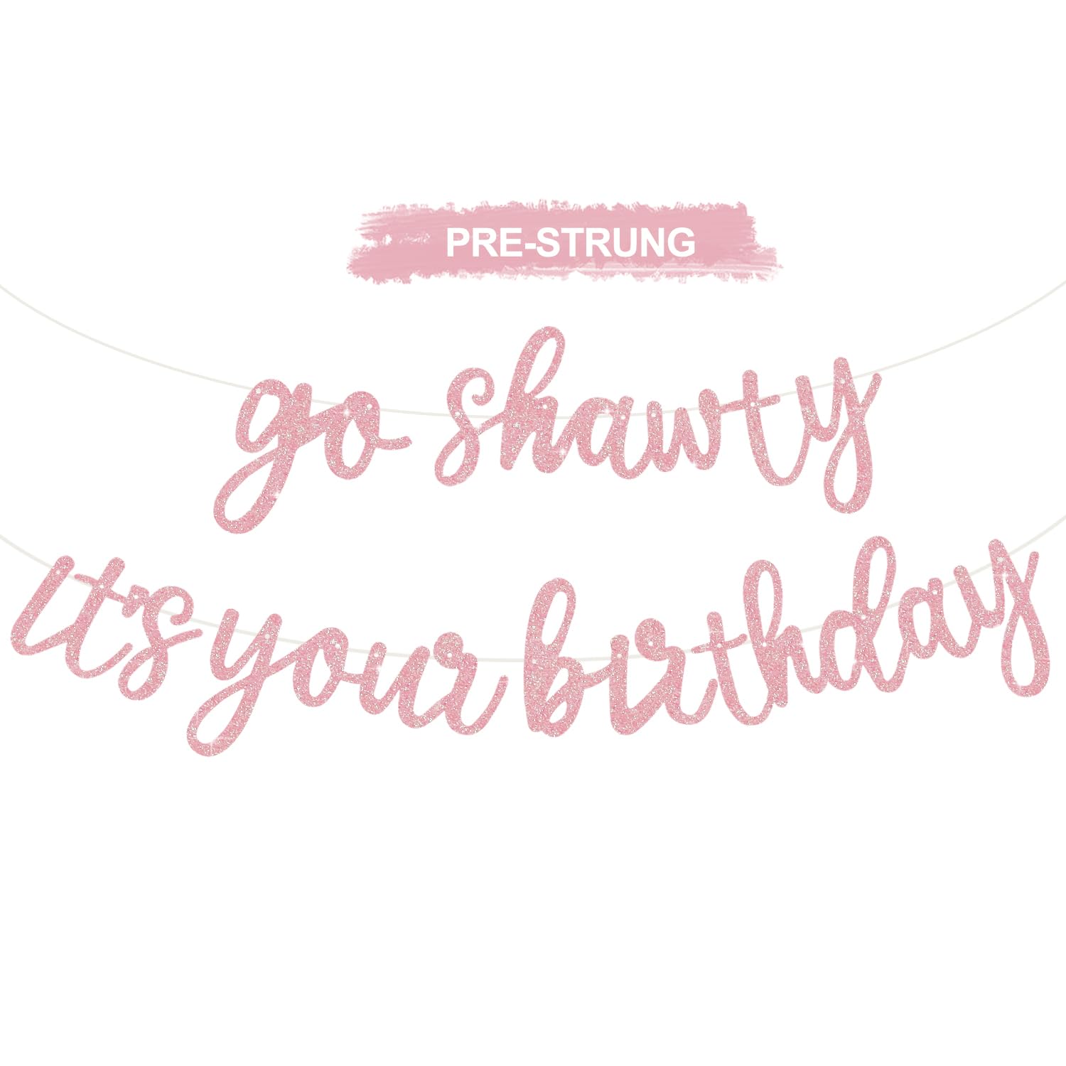 Glitter Birthday Banner - Pre-Strung & Easy Decor -23