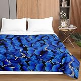 Highdi 3D Mariposa Impresión Colcha de Verano, Colcha para Verano Reversible Ligera y Suave Microfibra Cubre Cama Fina, Colchas Cama Individuales Dobles Modernas (150 * 200cm,Azul)