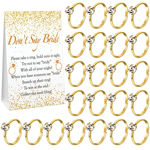 Geosar Ring Game Put a Ring on It Bridal Shower Games with Rings Dont Say Bride Game Rules and 60 Plastic Rings Bridal Shower Favors for Guests Wedding Shower Games(Gold, Confetti)