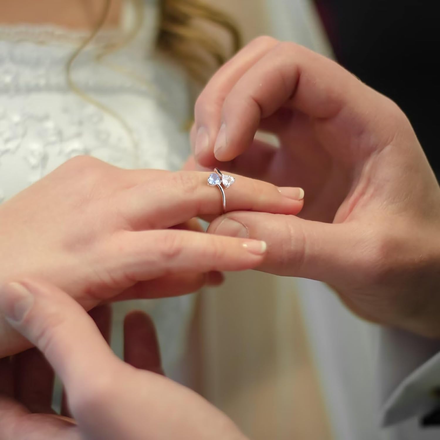 Iefil Adjustable Birthstone Rings for Women - 925 Sterling Silver Double Birthstone Rings, Anniversary & Birthday Gifts for Women, Personalized Jewelry Gifts for Wife, Mom, Girlfriend - Image 7